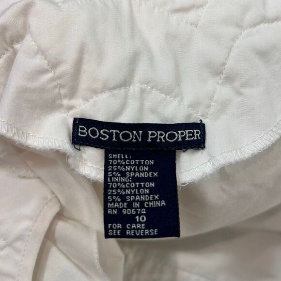 Boston Proper Blouse Vintage Top Sz 10 White Ruffle Neck Button Lace Up Corset - Picture 2 of 10